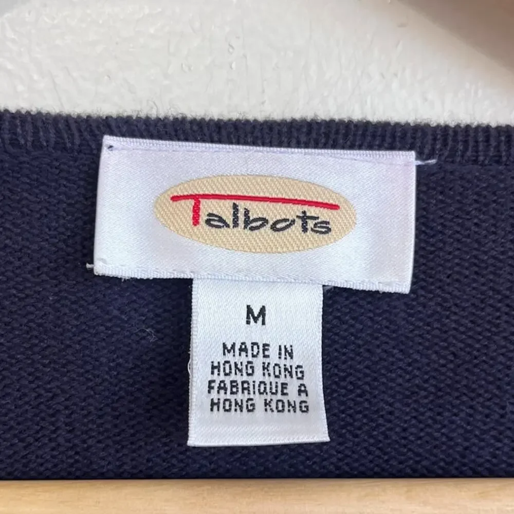 Vintage Talbots Floral Womens Cardigan Sweater‎ Size M Blue Cottagecore Grandma - Picture 5 of 7